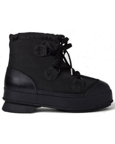 Acne Studios Round Toe Lace-up Boots - Black