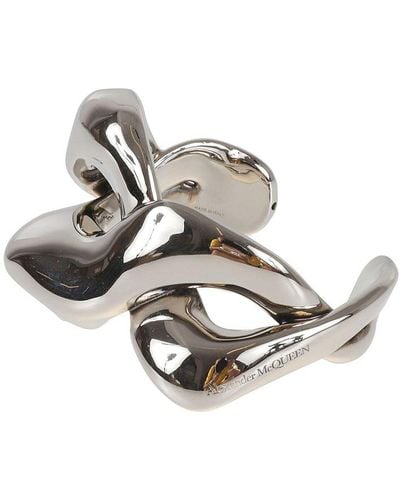 Alexander McQueen Logo-engraved Twisted Cuff Bracelet - Metallic
