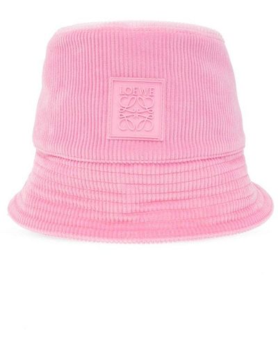 Loewe Corduroy Hat With Logo, - Pink
