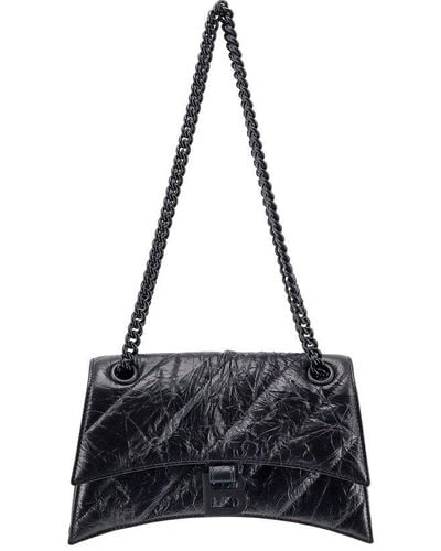 Balenciaga Crush Monogrammed Shoulder Bag - Black