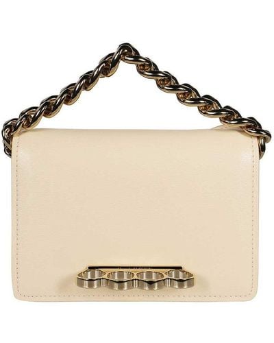 Alexander McQueen The Four Ring Mini Leather Mini-bag - Natural