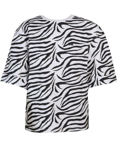ROTATE BIRGER CHRISTENSEN Keyhole Detailed Zebra-printed T-shirt - Black