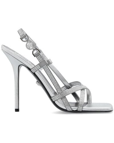 Versace Embellished Square-toe Sandals - White