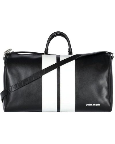 Palm Angels Stripe Detailed Zipped Travel Bag - Black