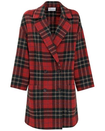RED Valentino Red Tartan Double-breasted Coat