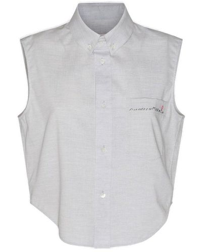 Marni Logo Embroidered Sleeveless Shirt - Grey