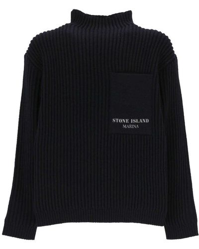 Stone Island High-neck Knitted Jumper - Black