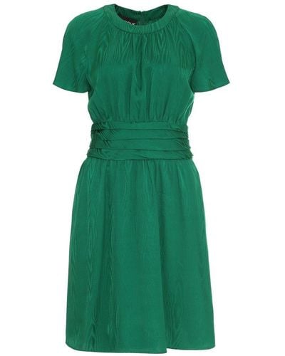 Boutique Moschino Ruched Detailed Crewneck Mini Satin Dress - Green