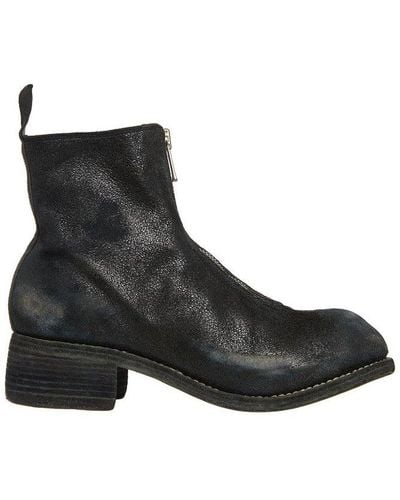 Guidi Pl1 Front Zipped Ankle Boots - Black