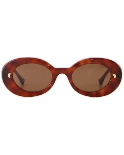 Nanushka Giva Oval Frame Sunglasses - Brown