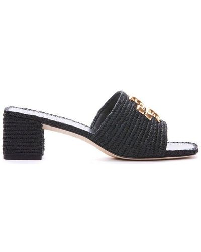 Tory Burch Eleanor Woven Designed Sandals - Black