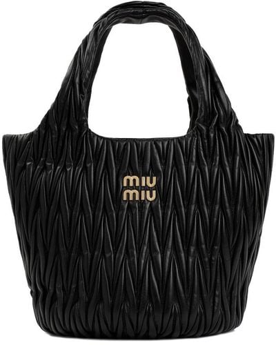 Miu Miu Wander Matelassé Top Handle Bag - Black