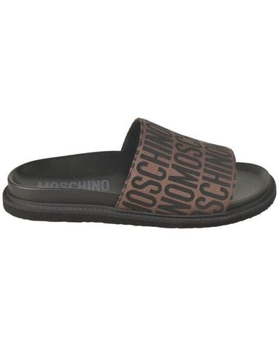 Moschino Monogram Jacquard Slip-on Slides - Brown
