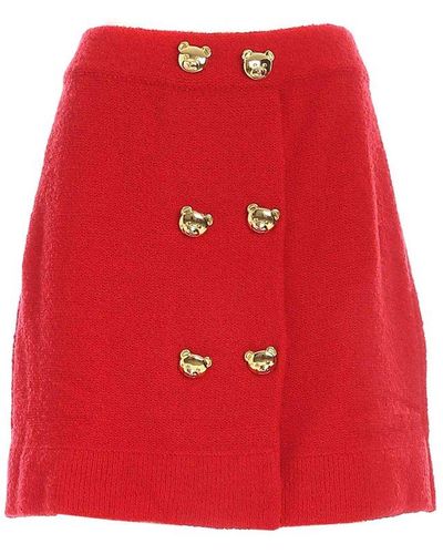Moschino Teddy Buttons Skirt - Red