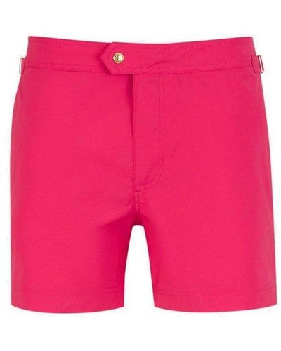 Tom Ford Mid Rise Side Buckle Swim Shorts - Pink