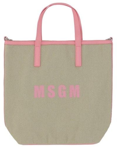 MSGM Small Shopping Canvas Bag - Multicolour