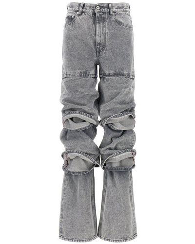Y. Project Logo Patch Panelled Jeans - Grey