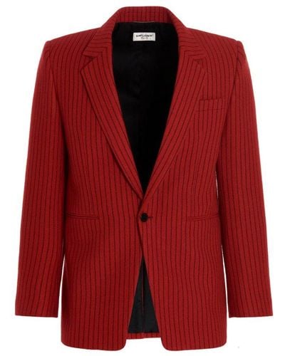 Saint Laurent Striped Single-breasted Blazer - Red