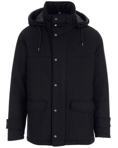 Herno Button-up Hooded Parka - Black