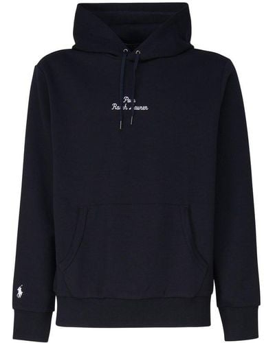 Polo Ralph Lauren Logo-embroidered Drawstring Hoodie - Blue