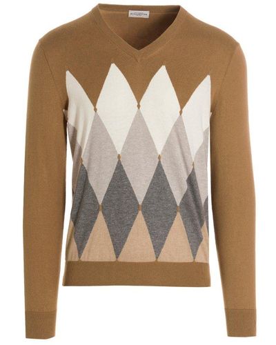 Ballantyne Check Patterned Long-sleeved Sweater - Multicolor