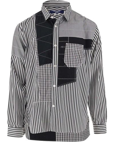 Junya Watanabe Cotton Blend Shirt With Patchwork Pattern - Black