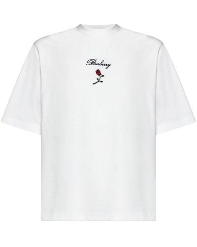 Burberry Logo Embroidered Crewneck T-shirt - White