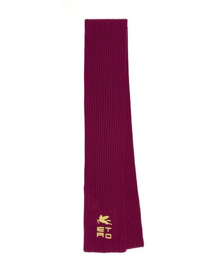 Etro Wraparound Style Ribbed-knit Scarf - Purple