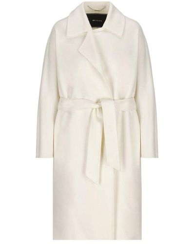 Kiton Belted Long Coat - White