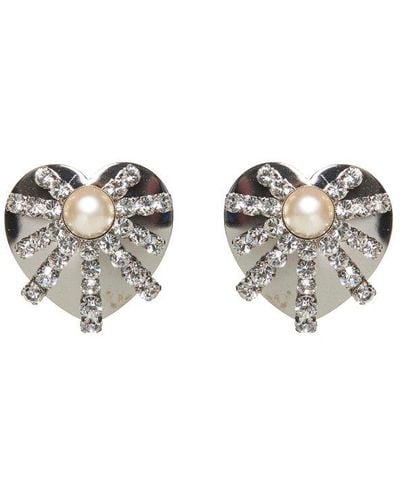 Alessandra Rich Heart Embellished Earrings - Metallic