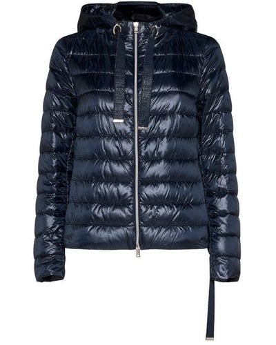 Herno Quilted Hooded Coat - Blue