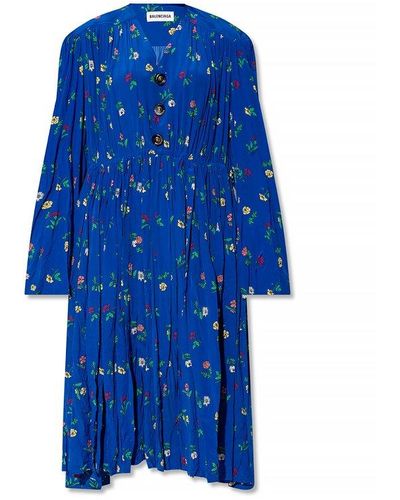 Balenciaga Floral Dress - Blue