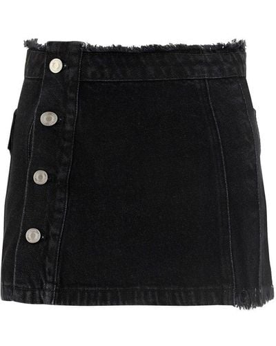ANDERSSON BELL Low-rise Pleated Wrap Denim Skirt - Black