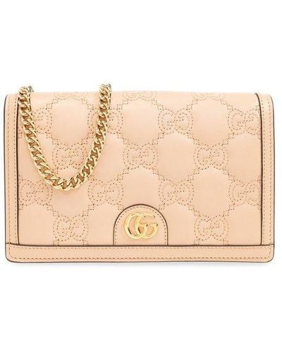Gucci Quilted Wallet On Chain, - Natural