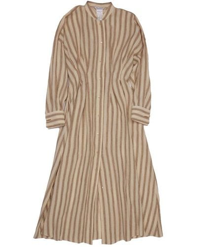 Max Mara Yole Striped Long-sleeved Dress - Natural
