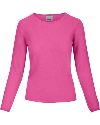 Allude Fine Knit Crewneck Sweater - Pink