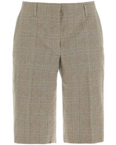Dries Van Noten "Plaid Cotton Blend Bermuda Shorts In - Grey