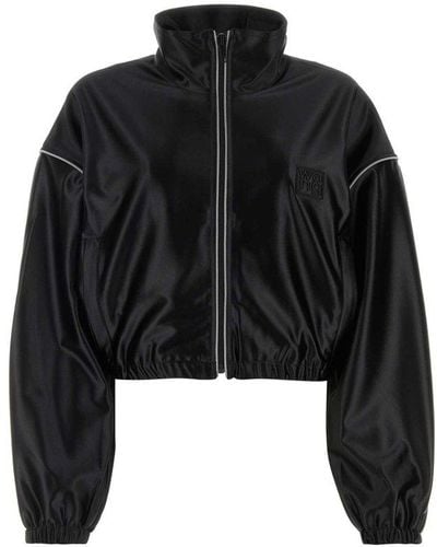 Alexander Wang Satin Jersey Cropped Jacket - Black