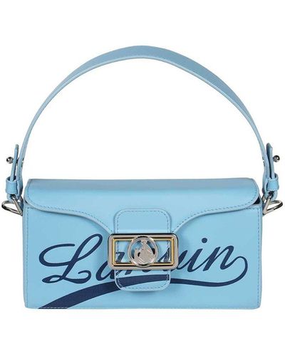 Lanvin Logo Printed Foldover Top Clutch Bag - Blue