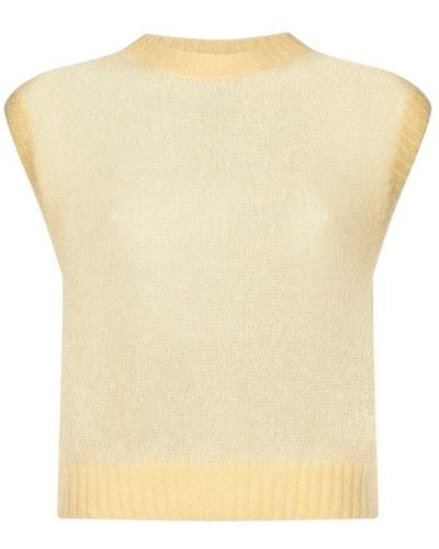 Brunello Cucinelli Crewneck Knitted Sleeveless Top - Yellow