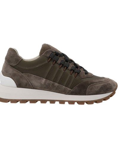 Brunello Cucinelli Round Toe Lace-up Trainers - Brown