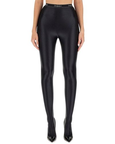 Saint Laurent Tights In Shiny Jersey - Blue
