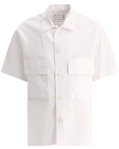 Sacai Short Sleeved Thomas Mason Poplin Shirt - White