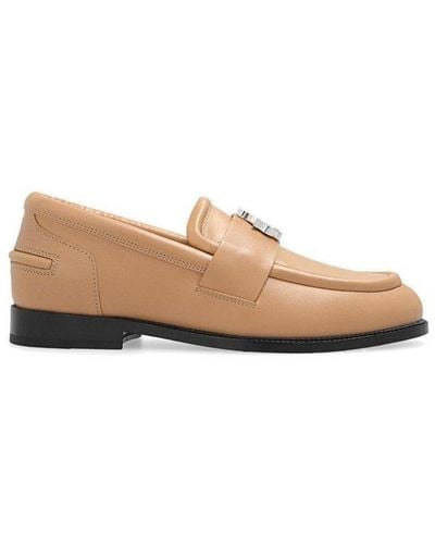 Lanvin Logo Tag Round Toe Loafers - Brown