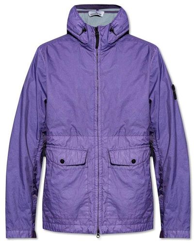 Stone Island Hooded Jacket, - Purple