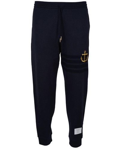 Thom Browne Anchor Embroidered Trackpants - Blue