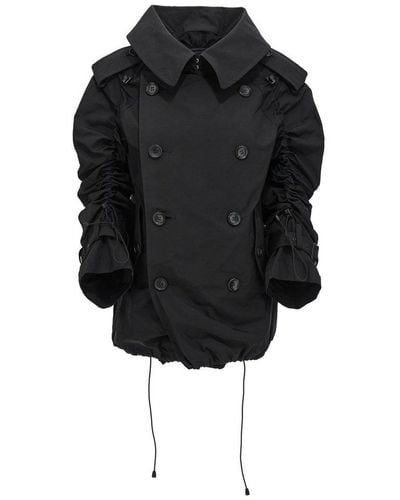 Junya Watanabe Short Curled Trench Coat Casual Jackets, Parka - Black