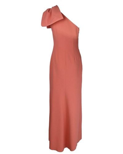 Elie Saab Crystal Embellished Bow Long Dress - Red