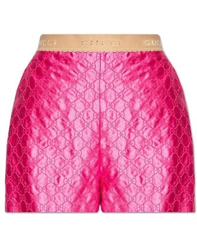 Gucci Monogrammed Silk Shorts - Pink