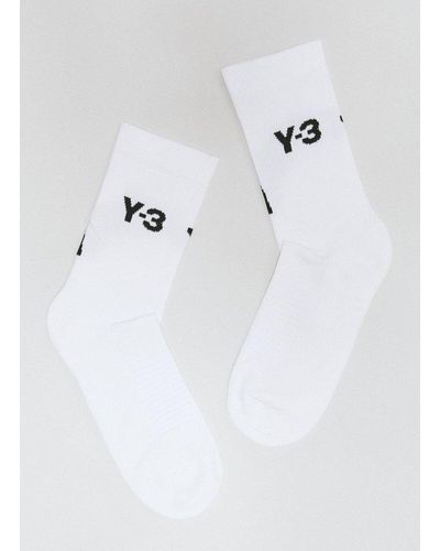 Y-3 Logo Jacquard Socks - White